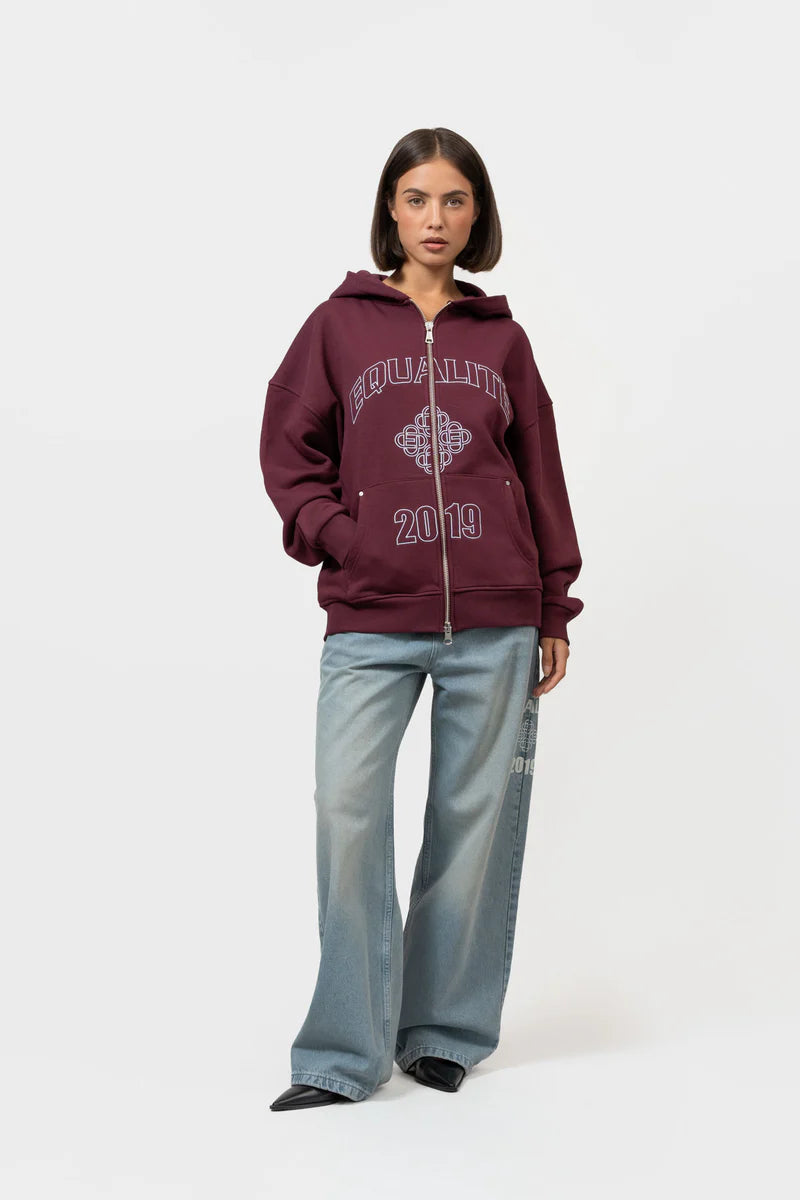 ISA FULL ZIP HOODIE AUBERGINE