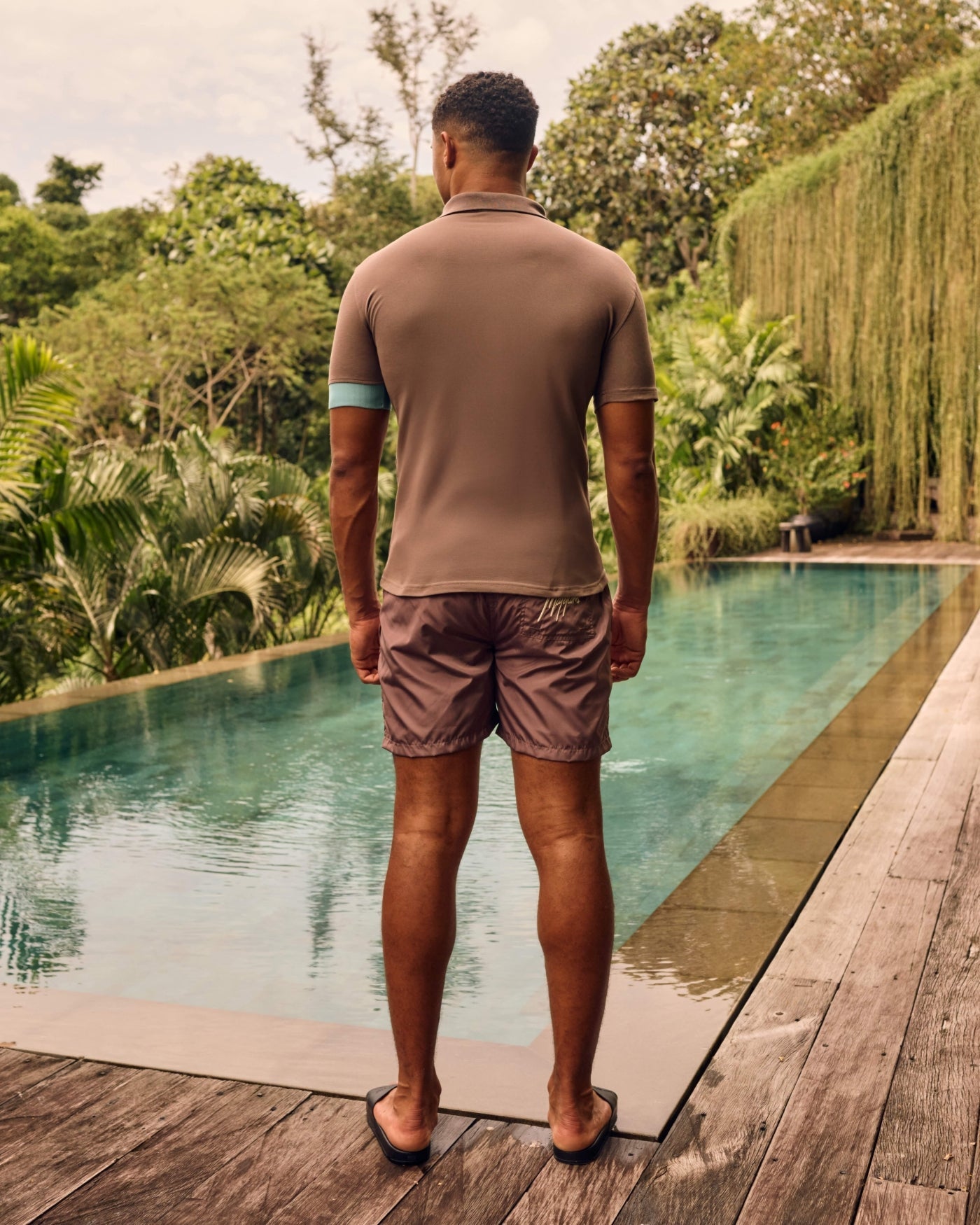 Malelions Men Captain Swim Shorts | Stone Brown/Bright Blue