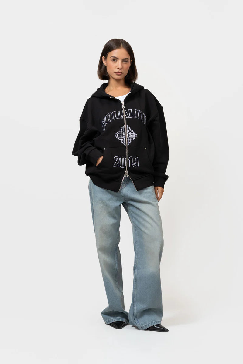 ISA FULL ZIP HOODIE BLACK