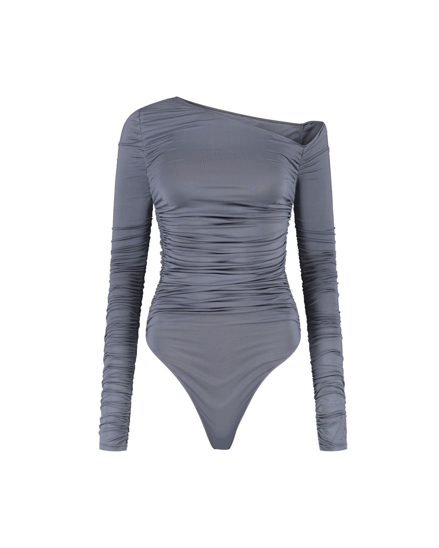 Malelions Women Drape Bodysuit | Dark Grey