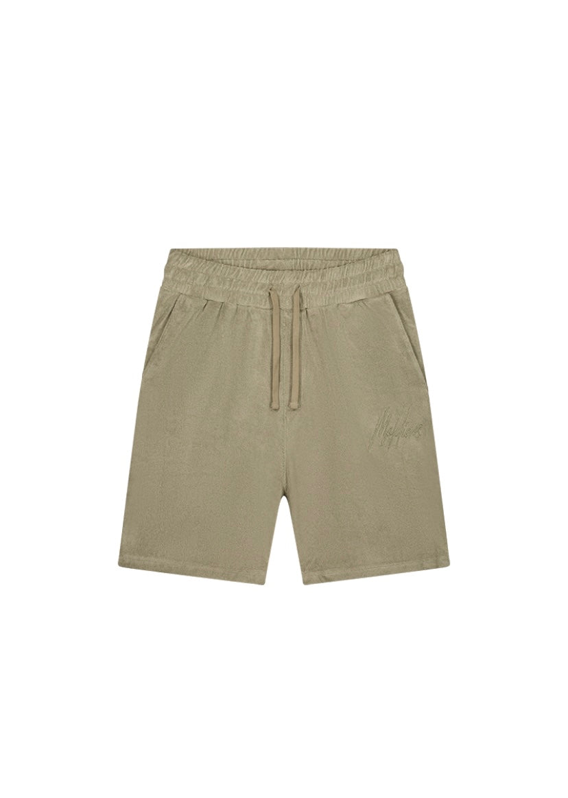 MALELIONS MEN SIGNATURE TOWELLING SHORTS - DRY SAGE