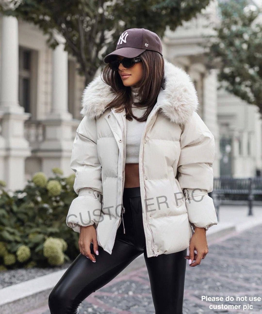 Lara - middel winter jas puffer - Beige