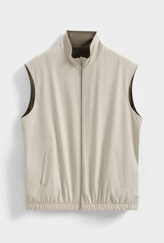 Frilivin - Glans Bodywarmer - Beige/Groen - Omkeerbaar mouwloos herenjack