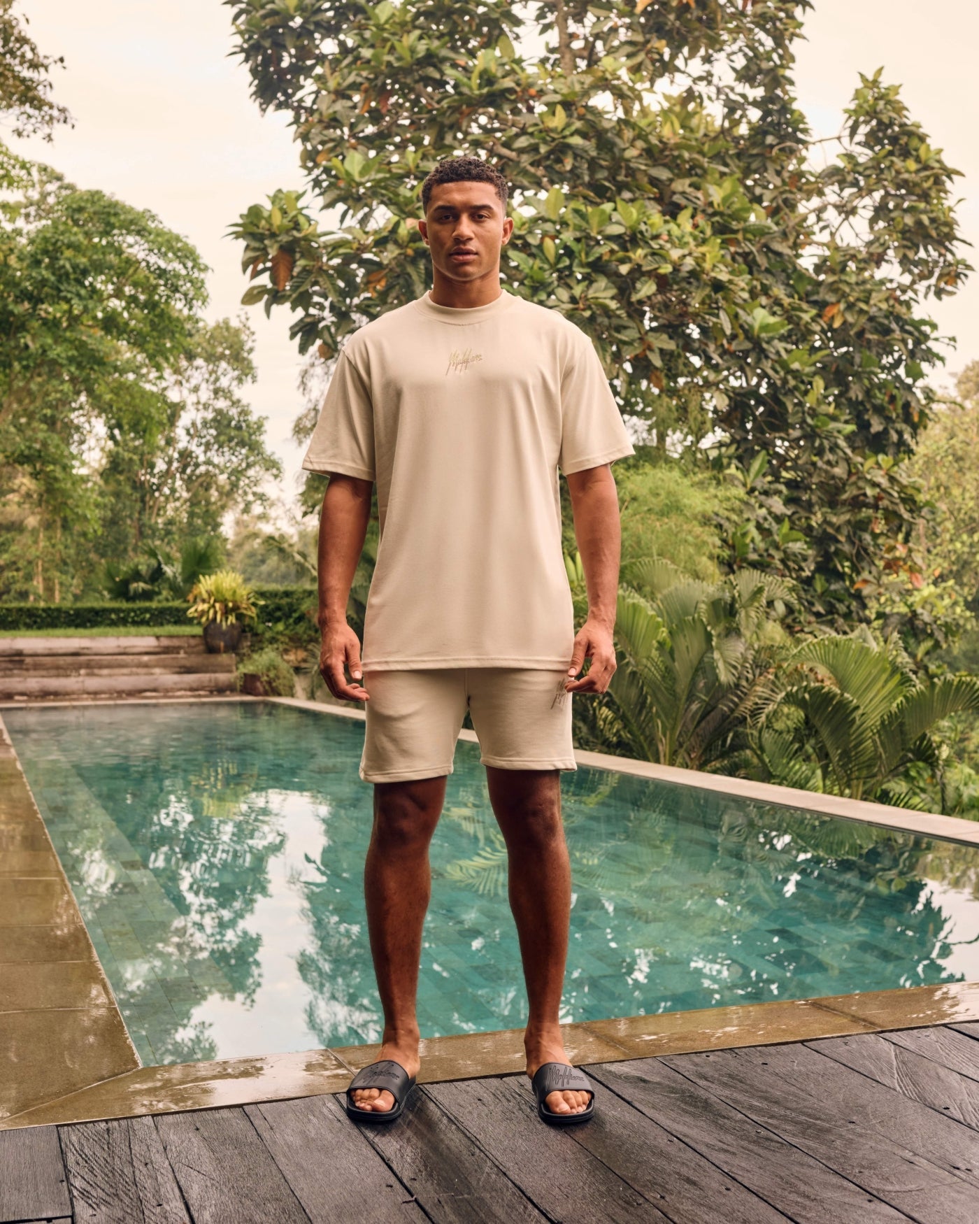 Malelions Men Split T-Shirt | Beige