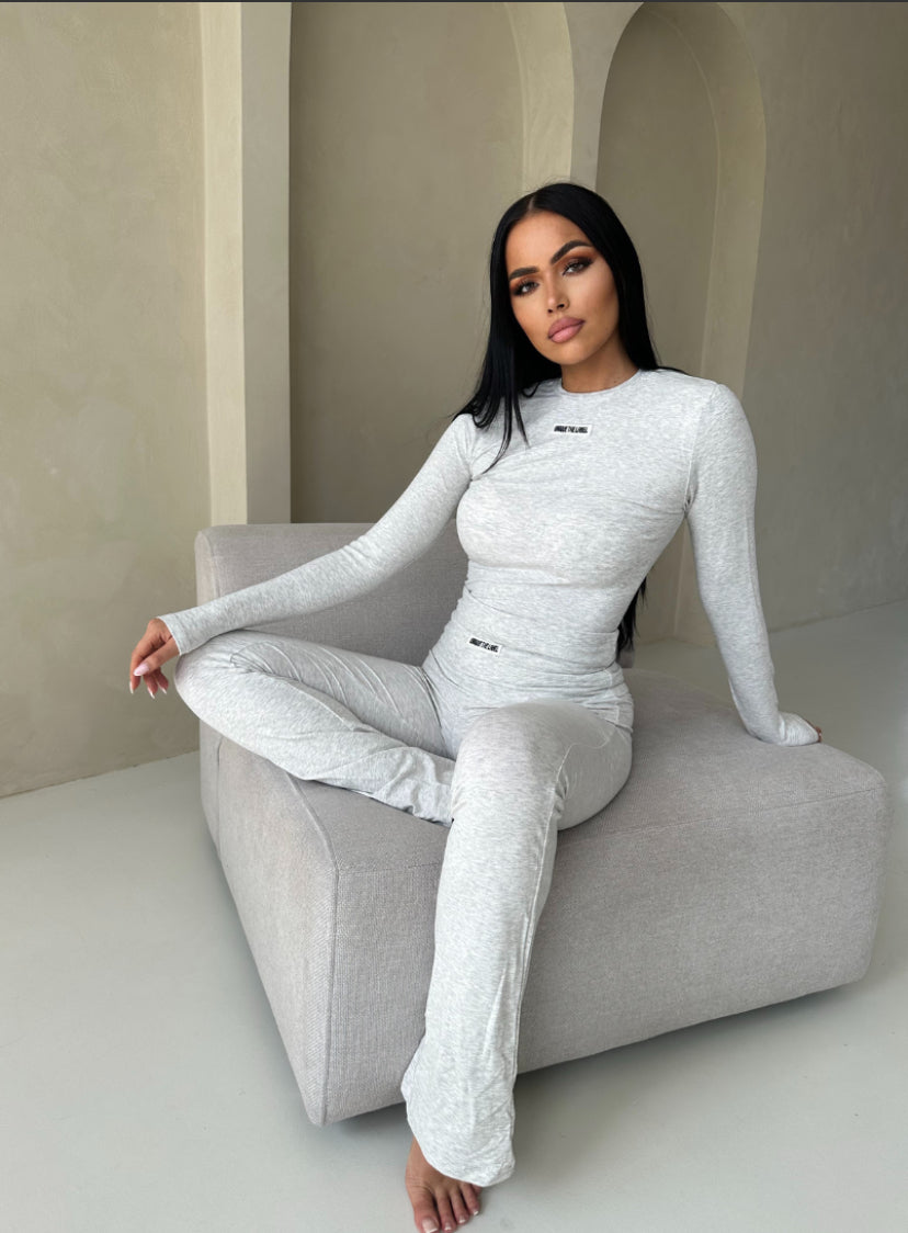 NOELLE LONGSLEEVE TOP - LIGHT GREY MARL