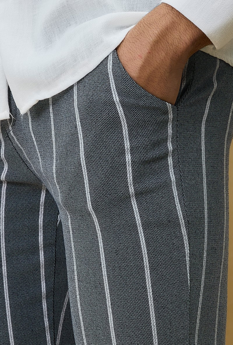 Chino broek - gestreept donker grijs