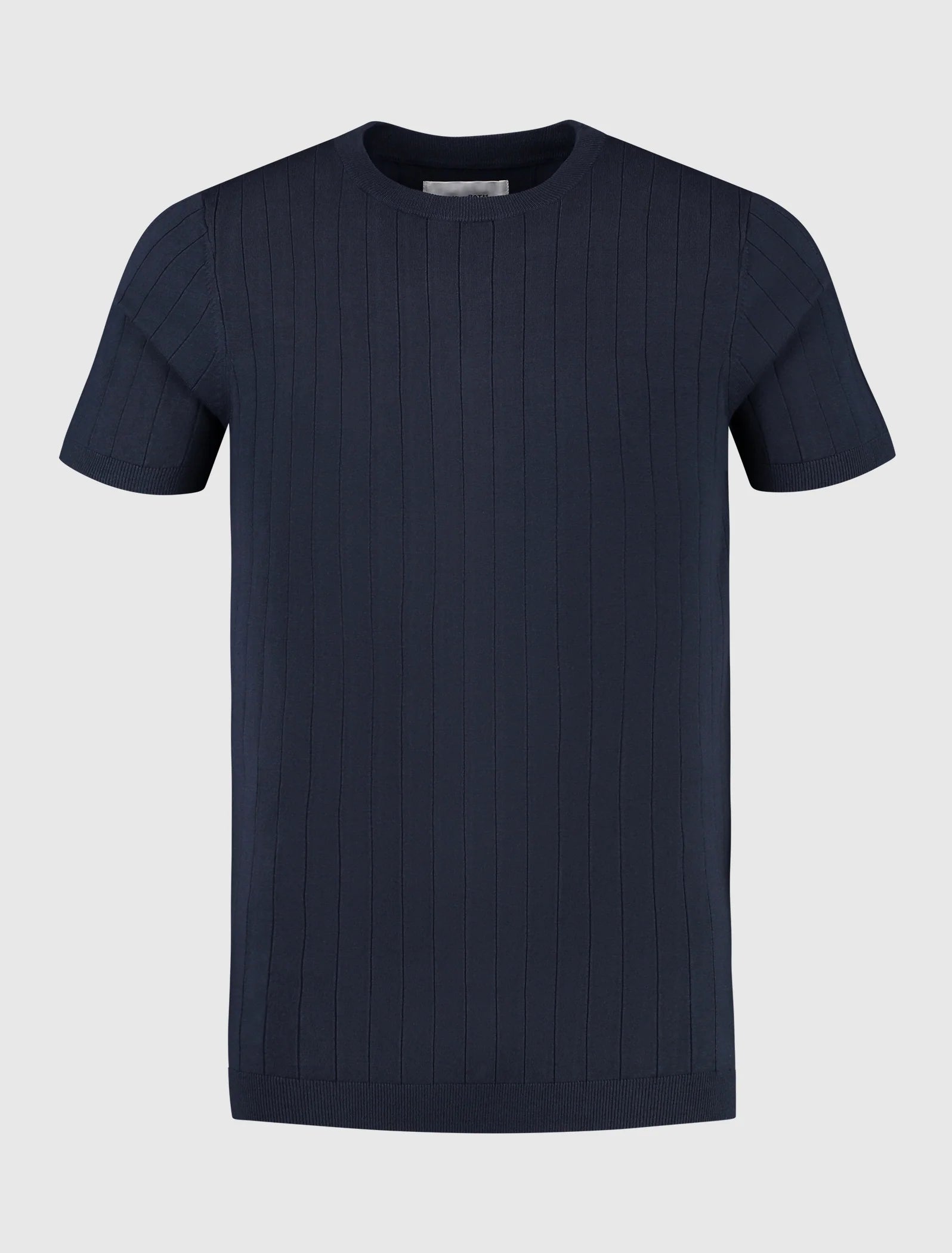 PURE PATH VERTICAL STRIPED KNITWEAR T-SHIRT NAVY