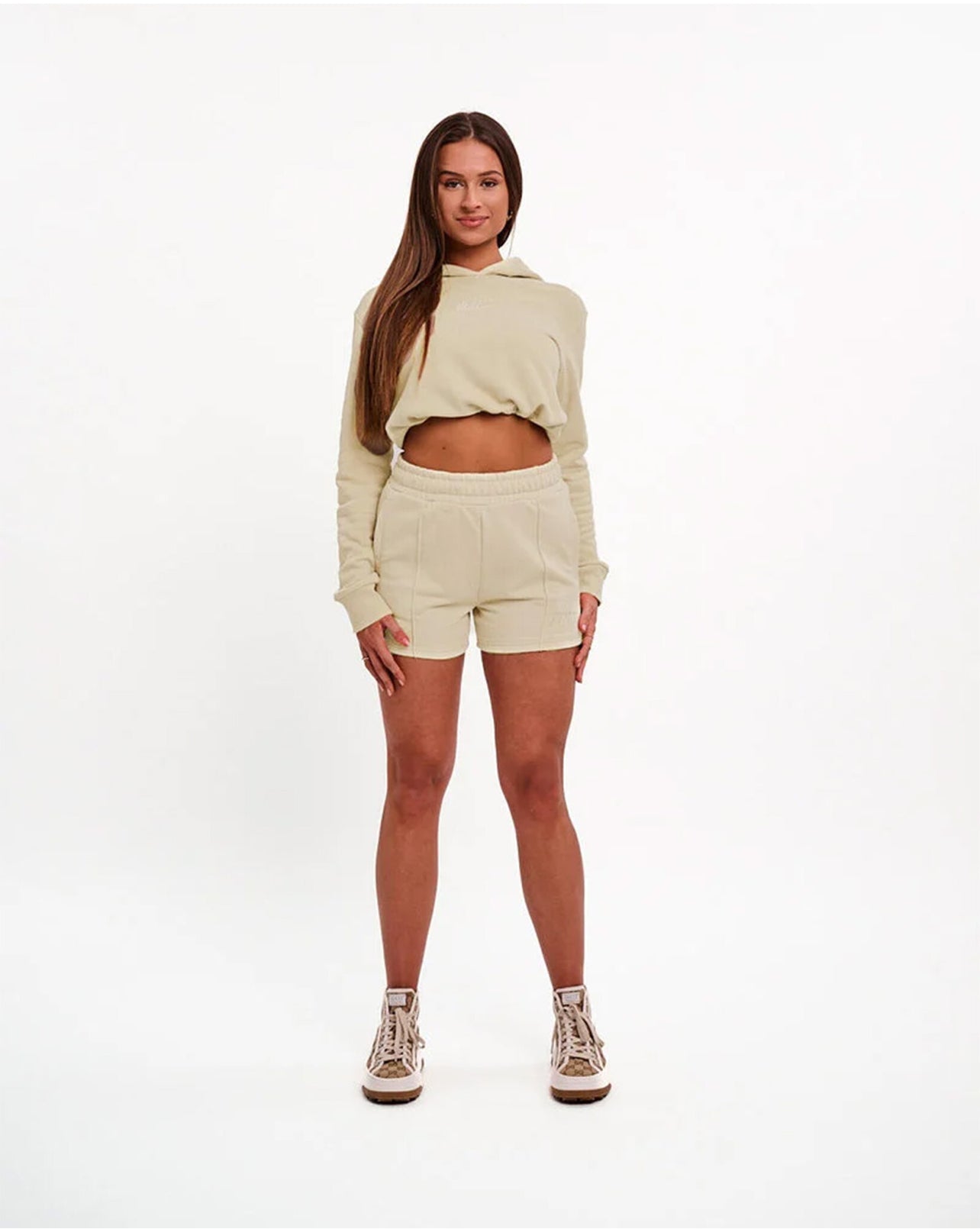 MALELIONS WOMEN KIKI CROP HOODIE - CLAY/BEIGE