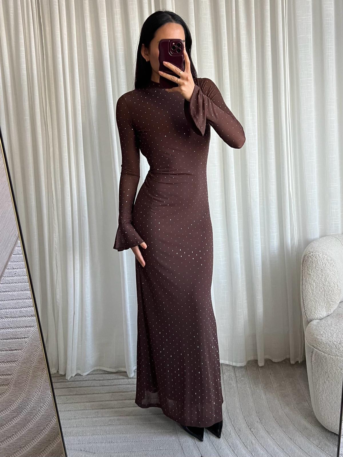 Long sleeve dress Chloë - Choco