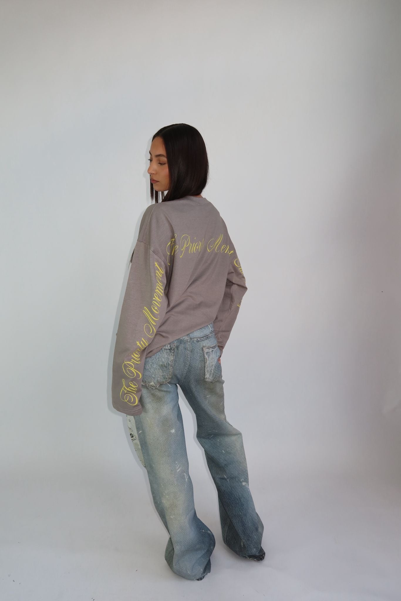 Priorty longsleeve - Taupe/Geel