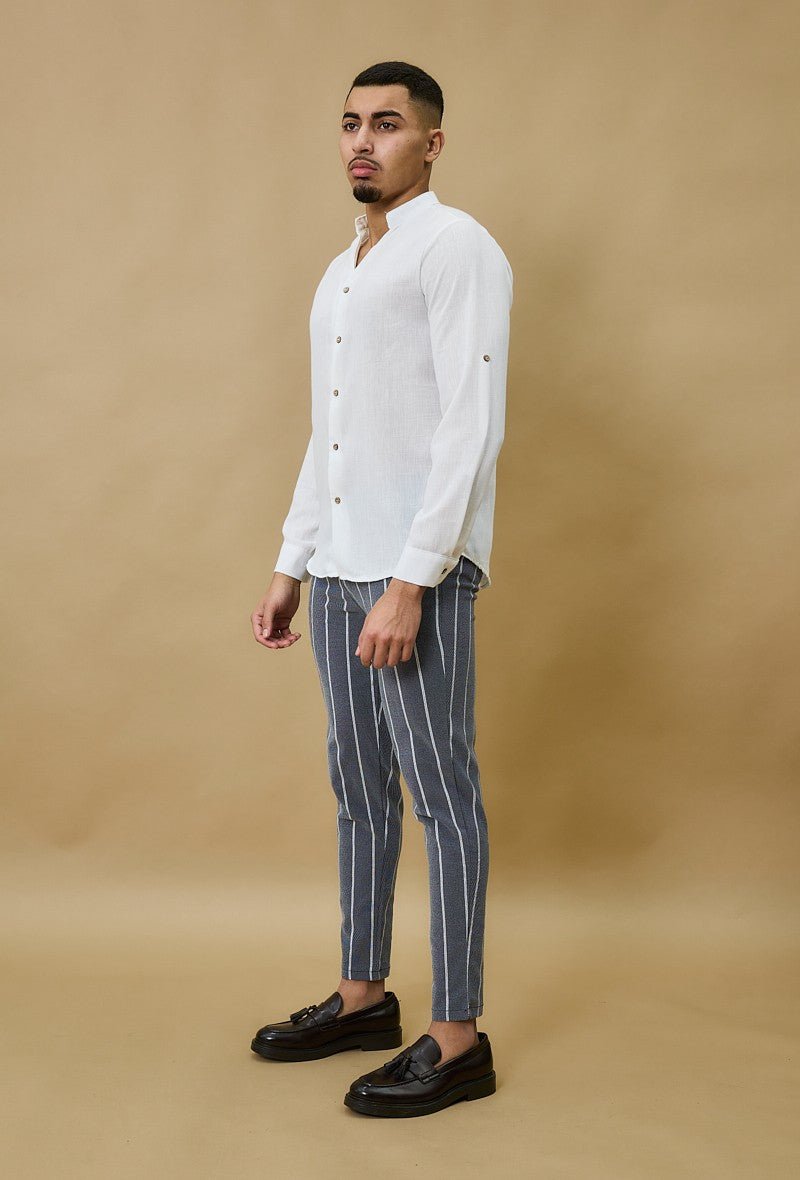 Chino broek - gestreept donker grijs