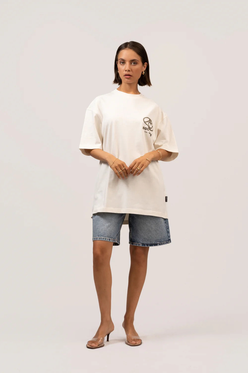 ARID OVERSIZED TEE OFF-WHITE & TAUPE