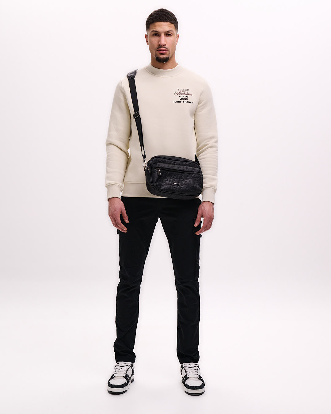 Malelions Men Debossed Messenger bag | Black