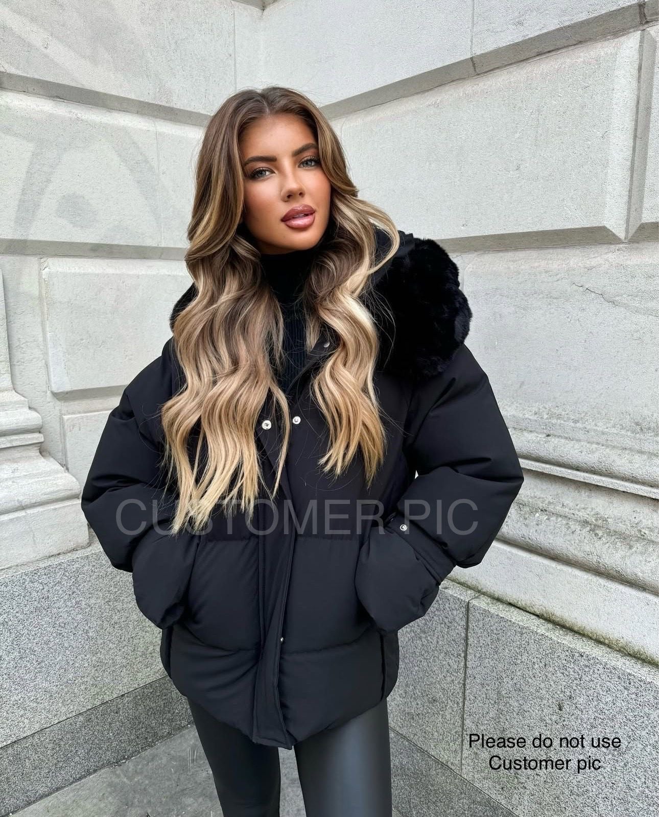 Lara - middel winter jas puffer - Zwart