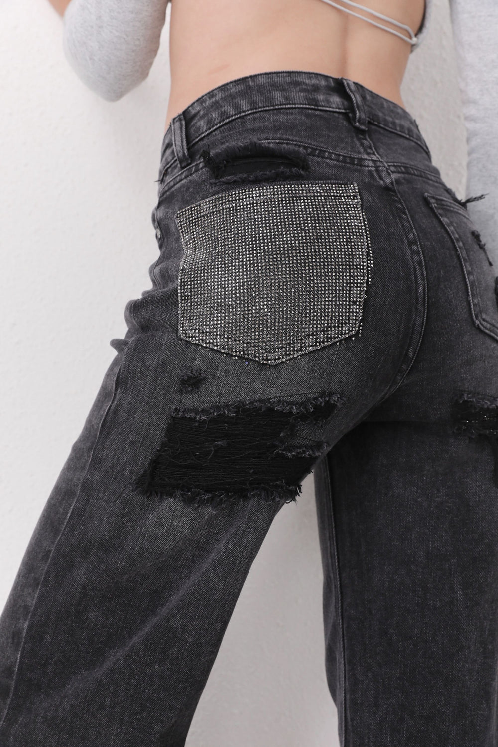 See See - Distressed Jeans - Black - A3296-B