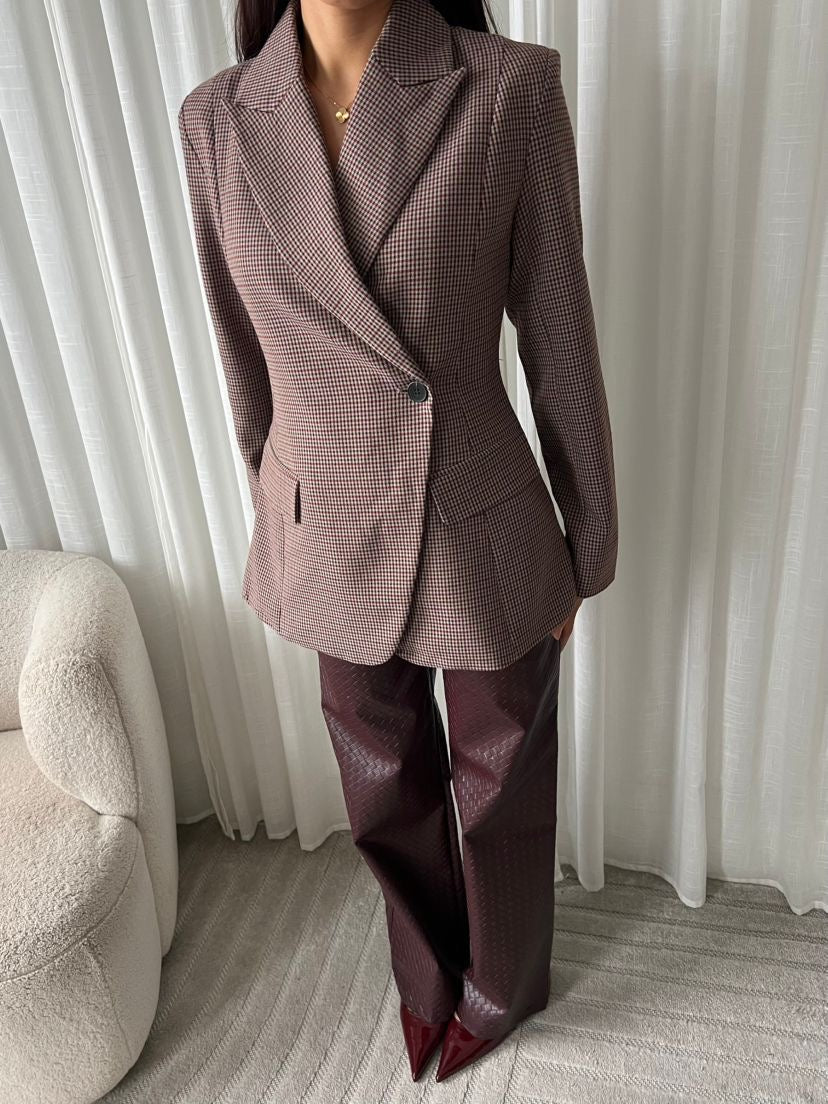 Blazer - Ruitpatroon - Bruin Beige