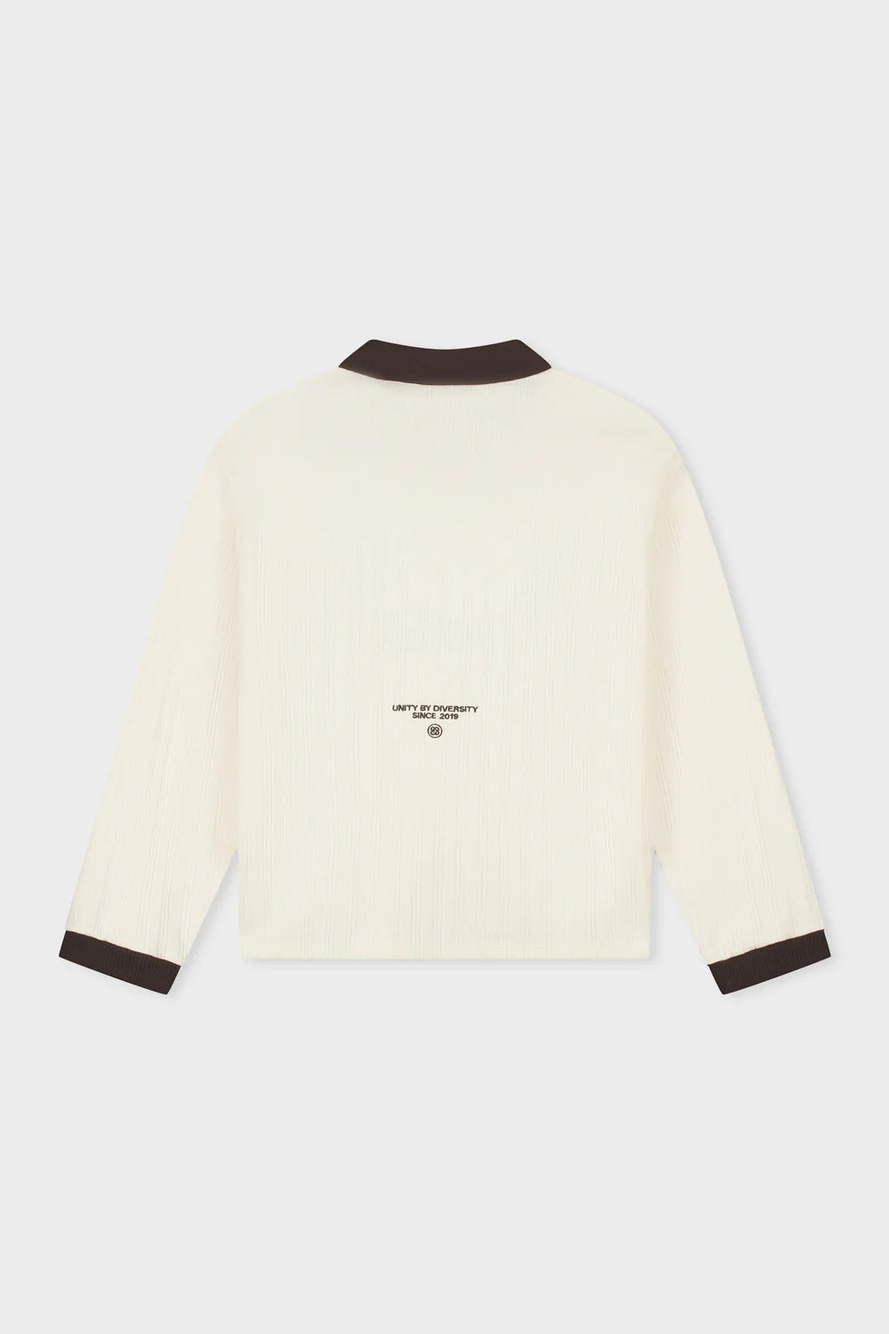 ASH KNIT LONGSLEEVE POLO OFF-WHITE & BROWN