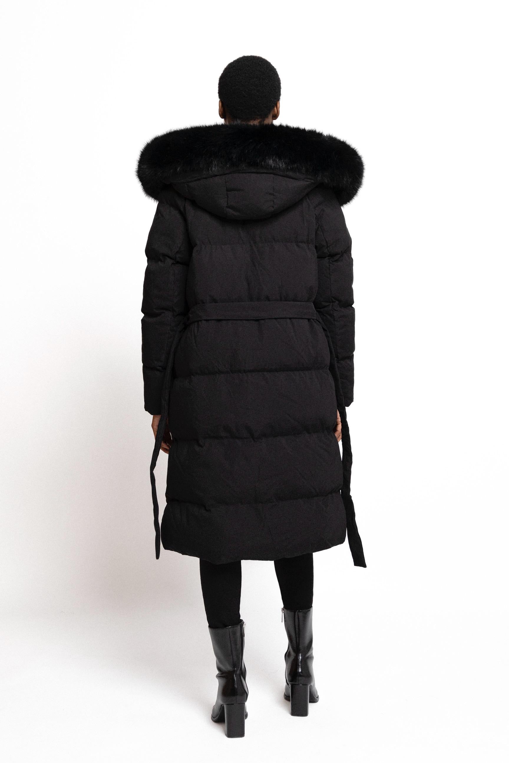 Mila - Lange winter jas puffer — Zwart