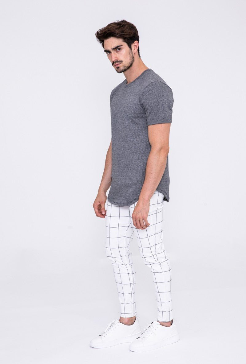 Chino broek - geblokt wit