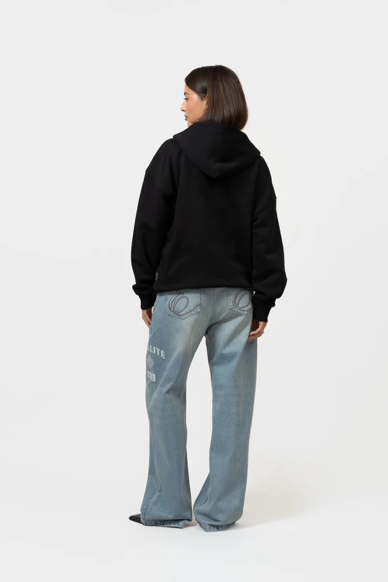 ISA FULL ZIP HOODIE BLACK