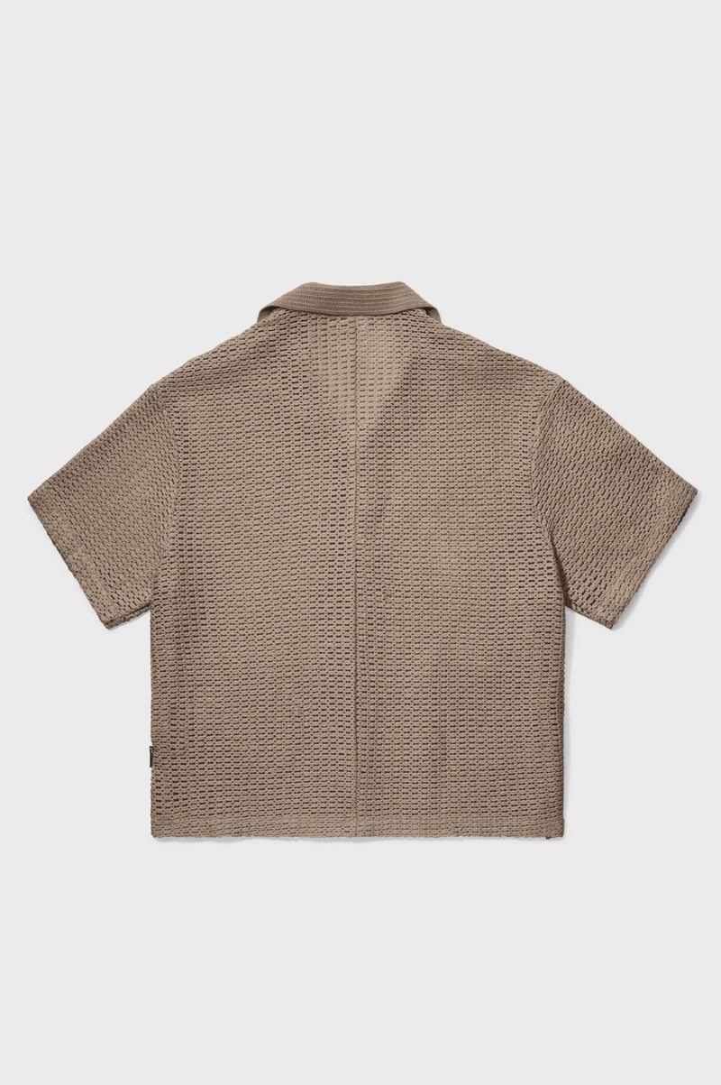 LYRA KNITTED CROCHED SHIRT TAUPE