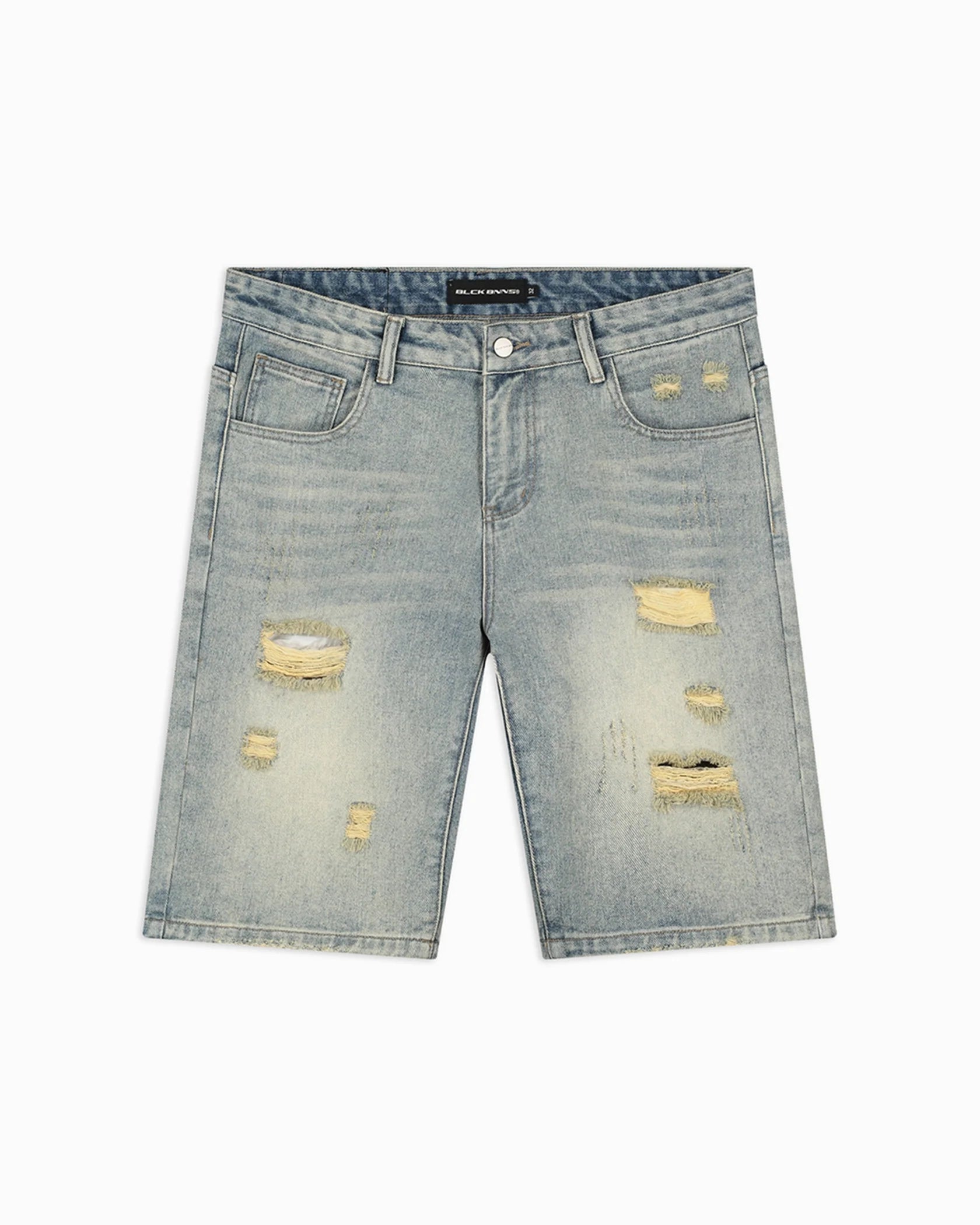 DISTRESSED DENIM SHORTS | LIGHT BLUE