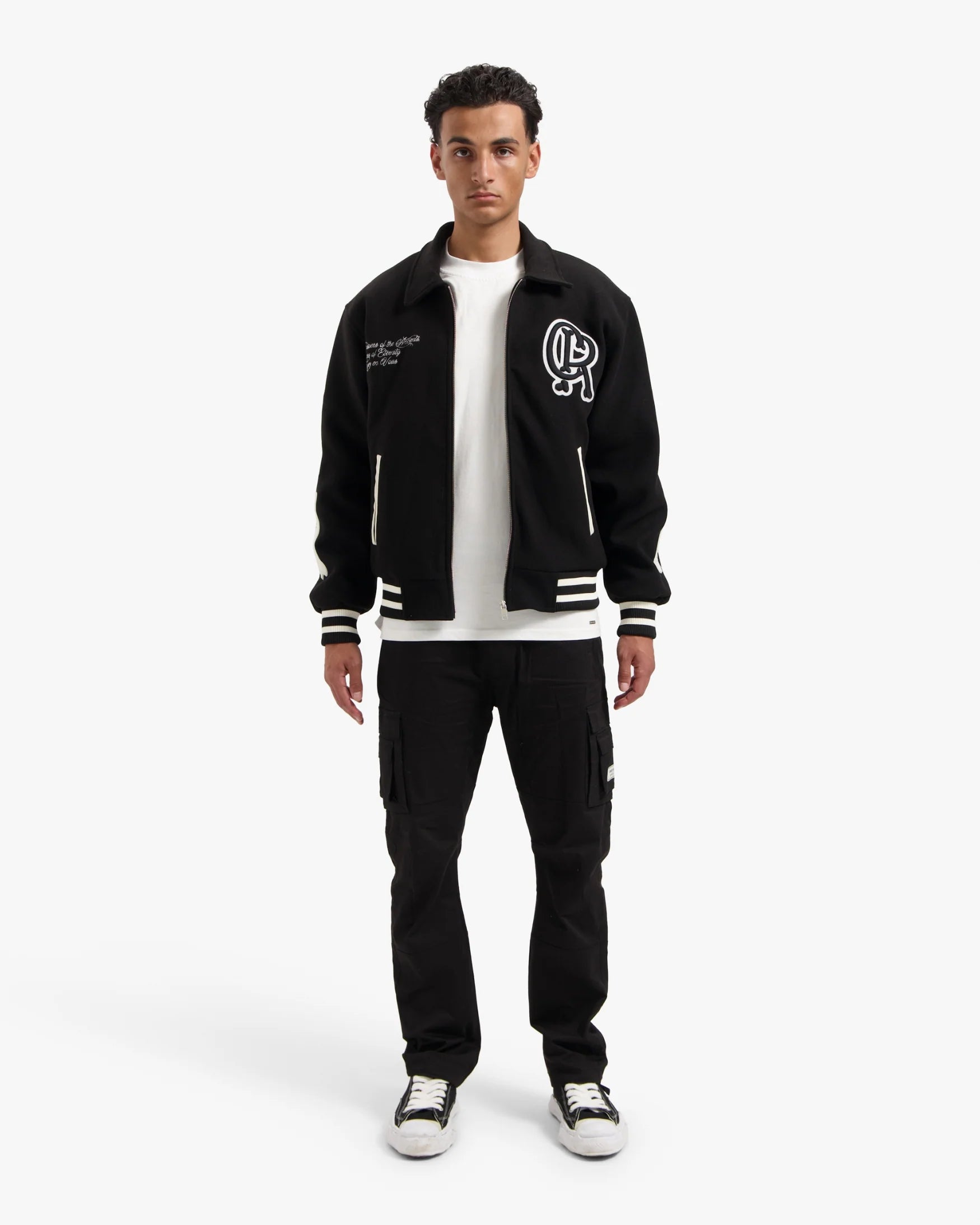 CROYEZ ECHOES OF ETERNITY VARSITY-JACKE – SCHWARZ/OFF-WHITE