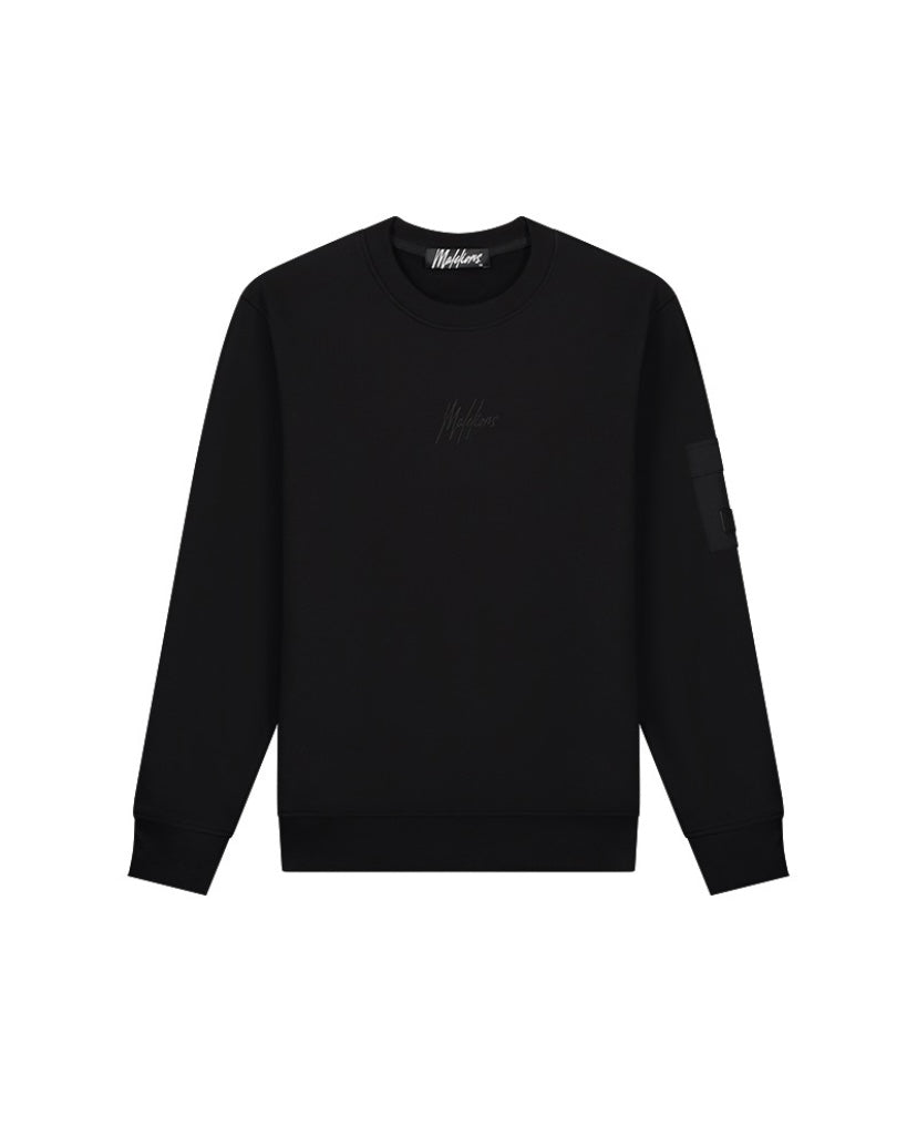 MALELIONS MEN NYLON POCKET SWEATER - BLACK/DARK GREY