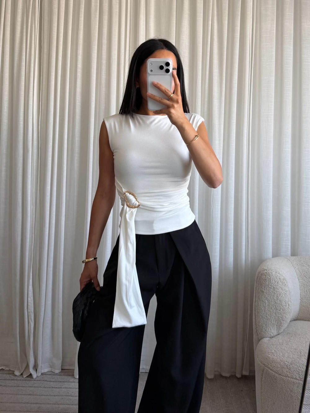 Eight paris - BUCKLE WRAP TOP - WIT - Overslagtop met gespdetail
