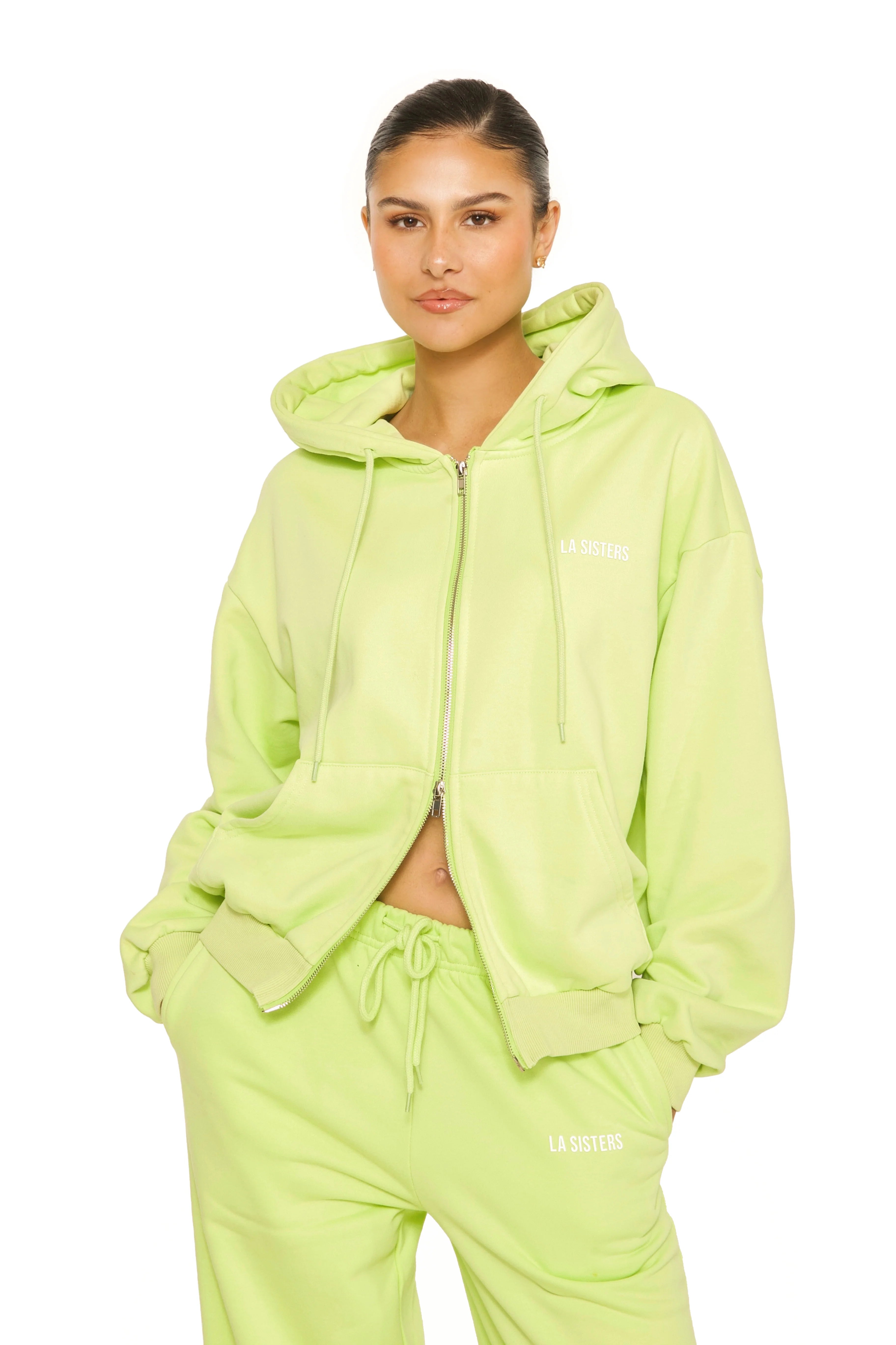 ESSENTIAL DOUBLE ZIPPER HOODIE PISTACHE