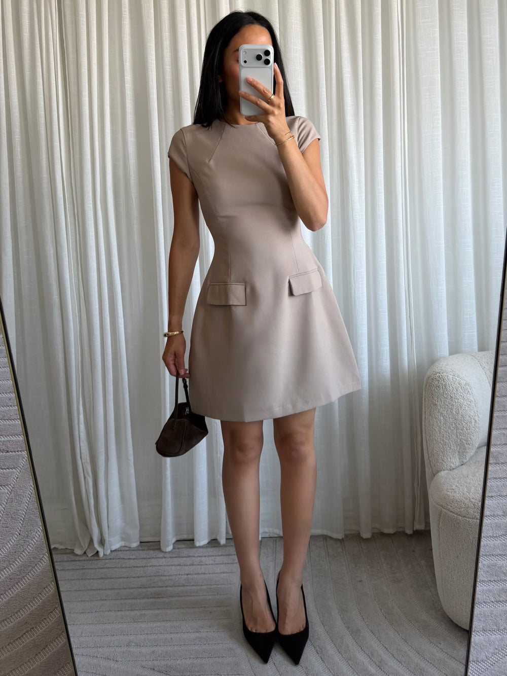 Eight paris - STRUCTURED POCKET DRESS - CAMEL - Damesjurk met zakken