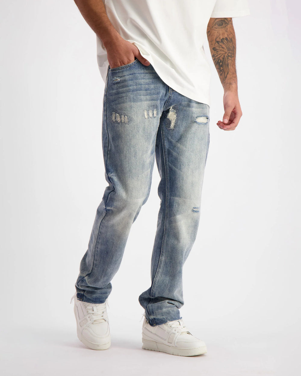 BLACK BANANAS - STRAIGHT STITCHED DENIM - BLUE - Rechte heren spijkerbroek