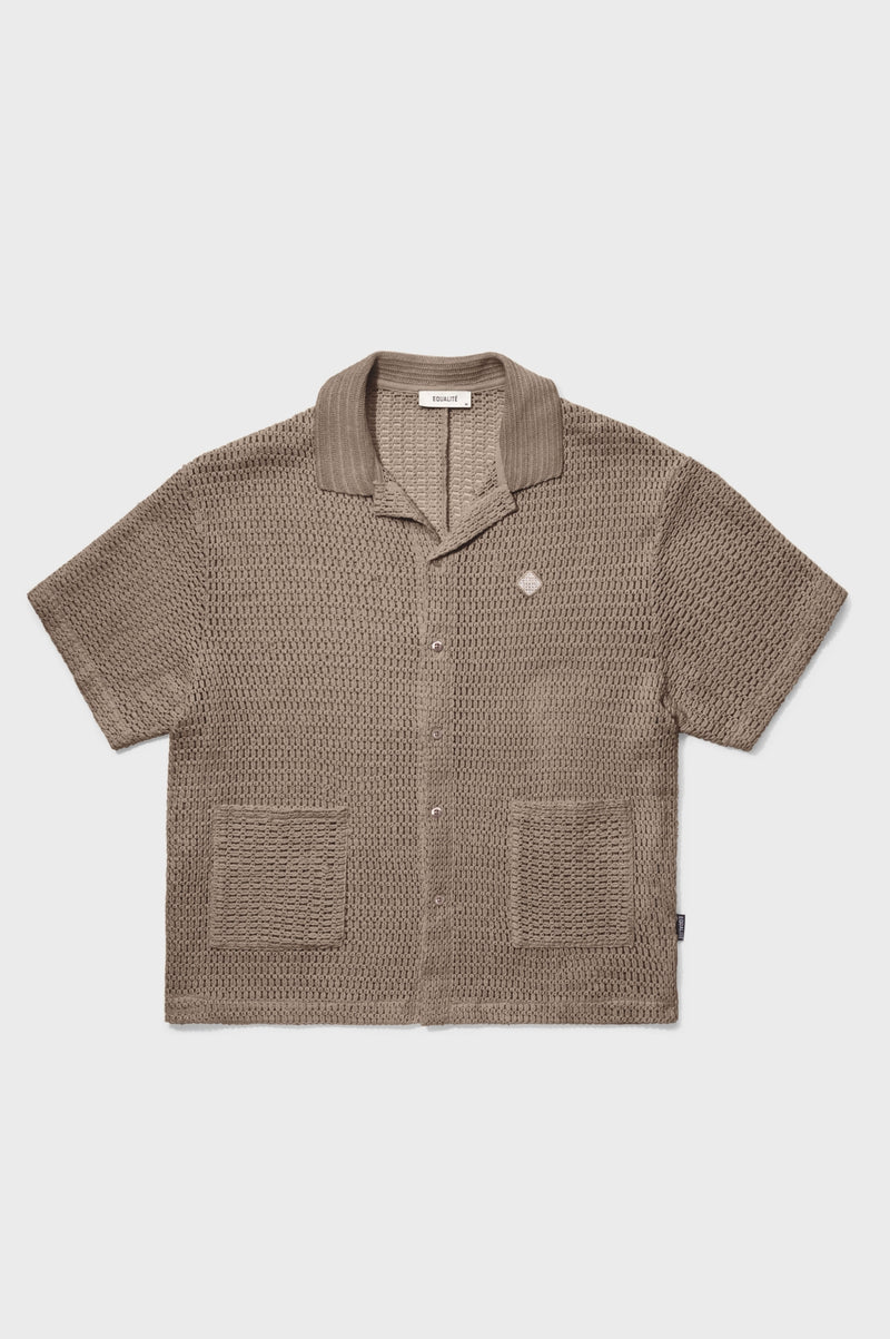 LYRA KNITTED CROCHED SHIRT TAUPE