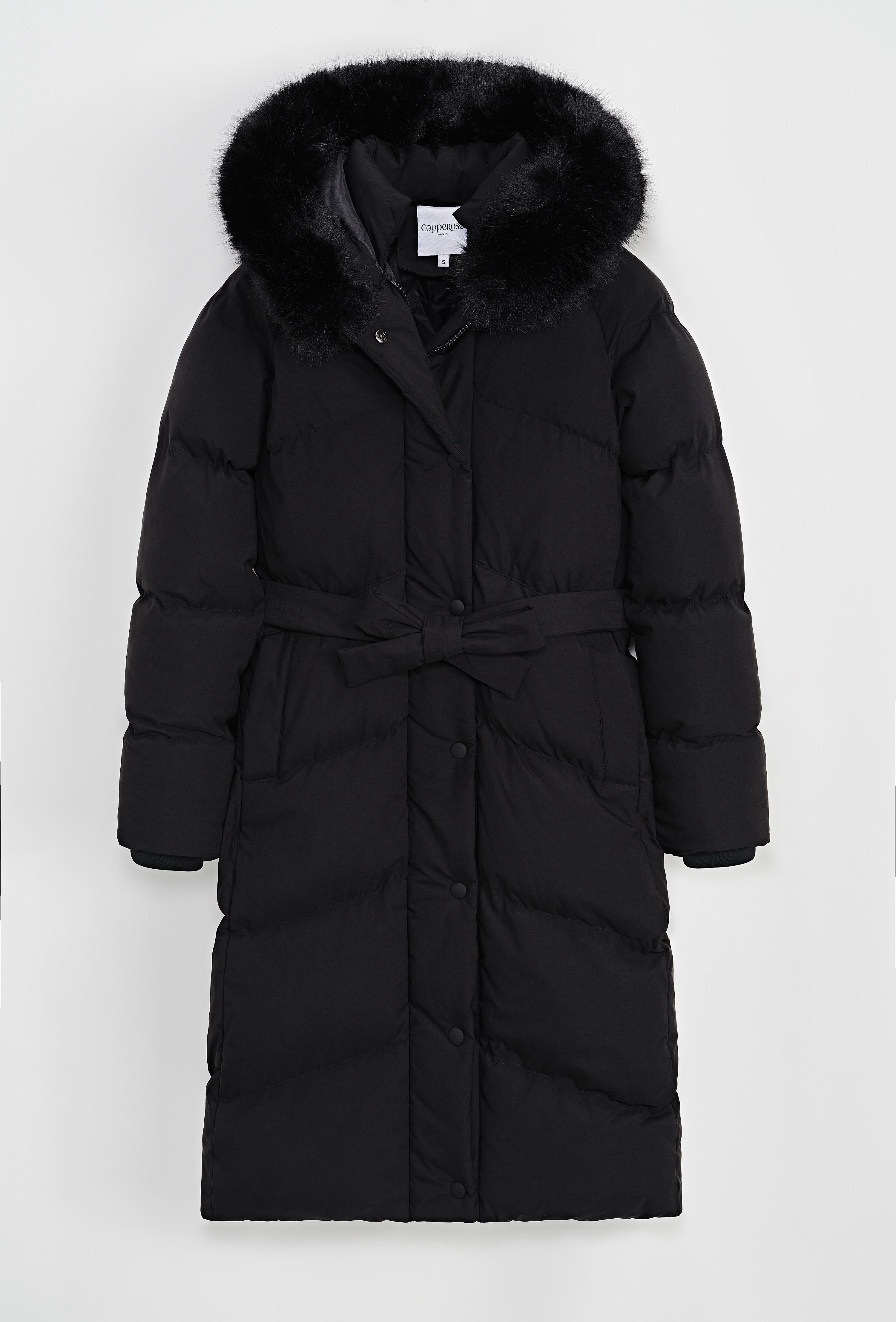 Mila - Lange winter jas puffer — Zwart