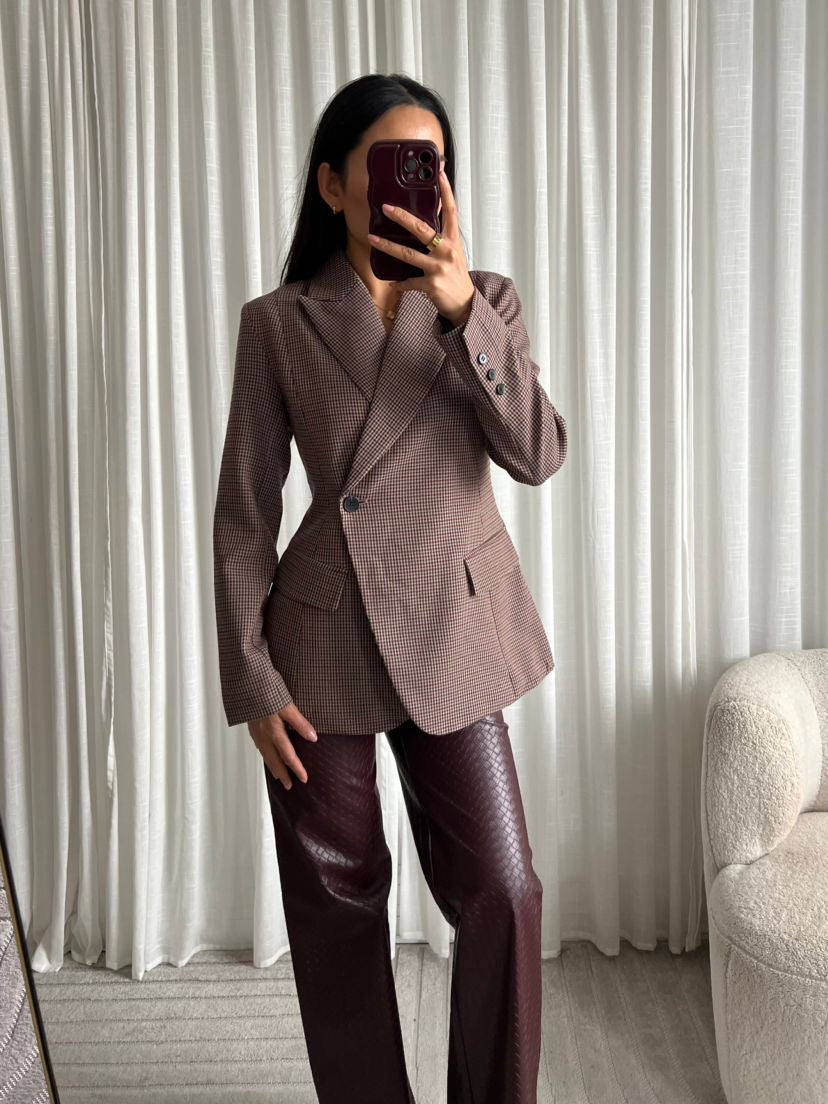 Blazer - Ruitpatroon - Bruin Beige