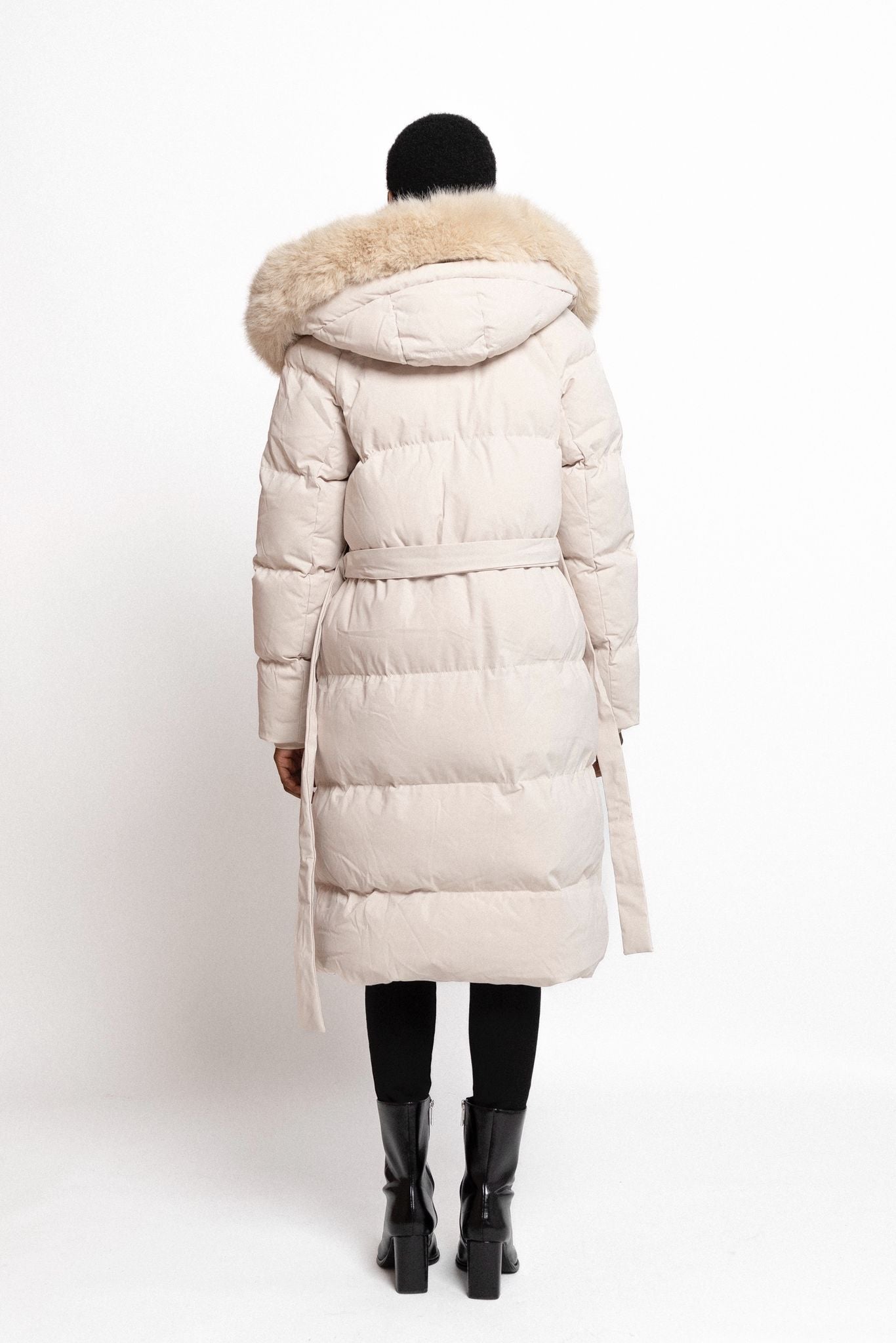 Mila - Lange winter jas puffer — Beige
