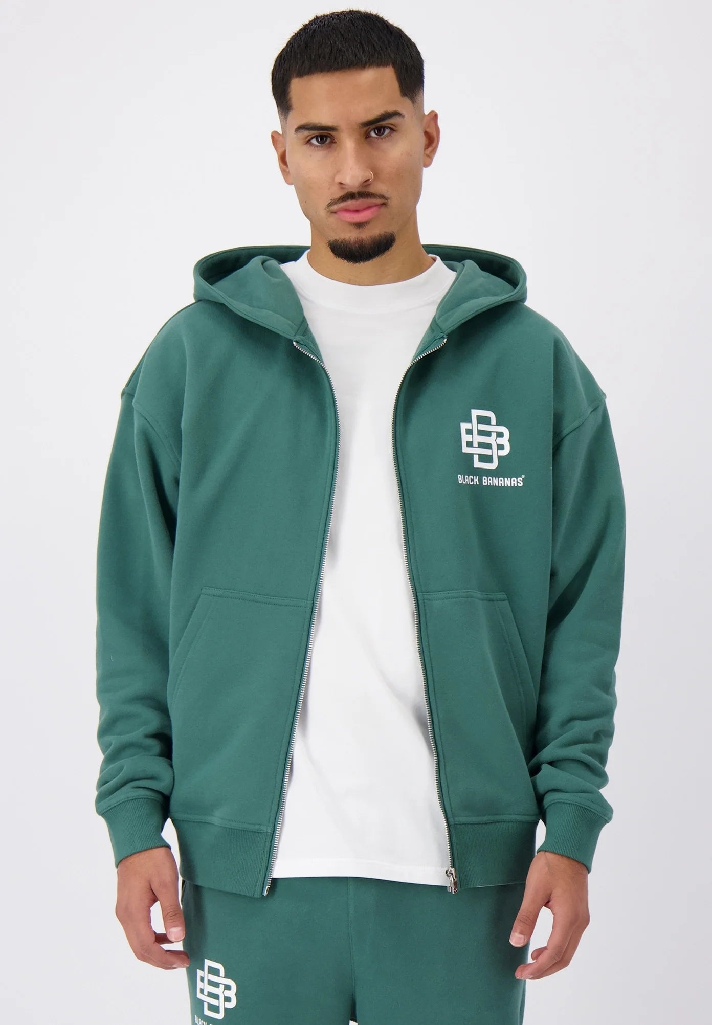 SCHWARZER BANANEN-HOODY MIT REISSVERSCHLUSS