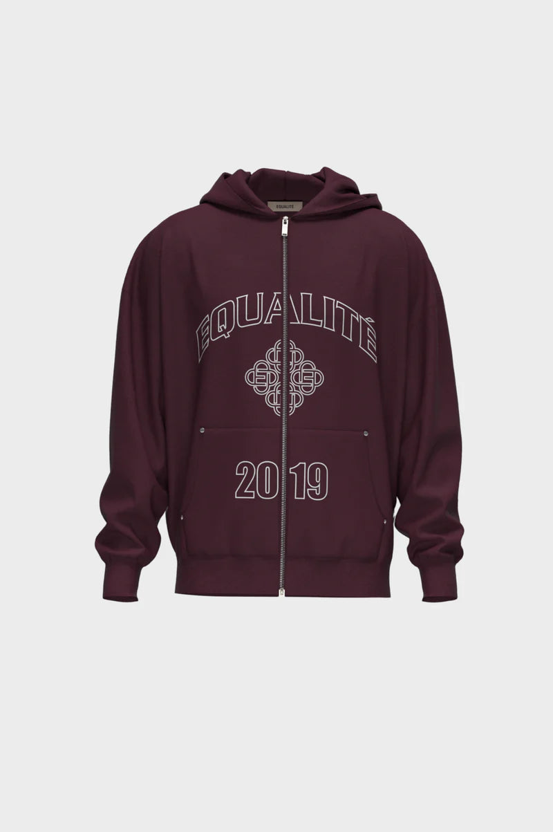 ISA FULL ZIP HOODIE AUBERGINE