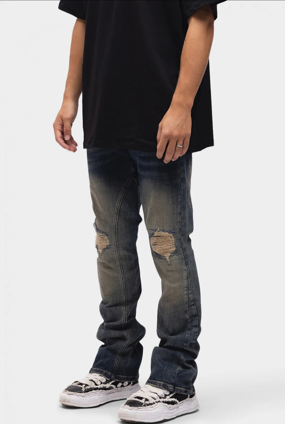 Richesse - SNIT FLARED JEANS - Heren spijkerbroek met uitlopende pijpen