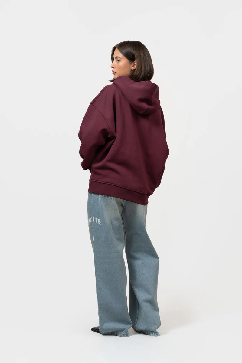 ISA FULL ZIP HOODIE AUBERGINE