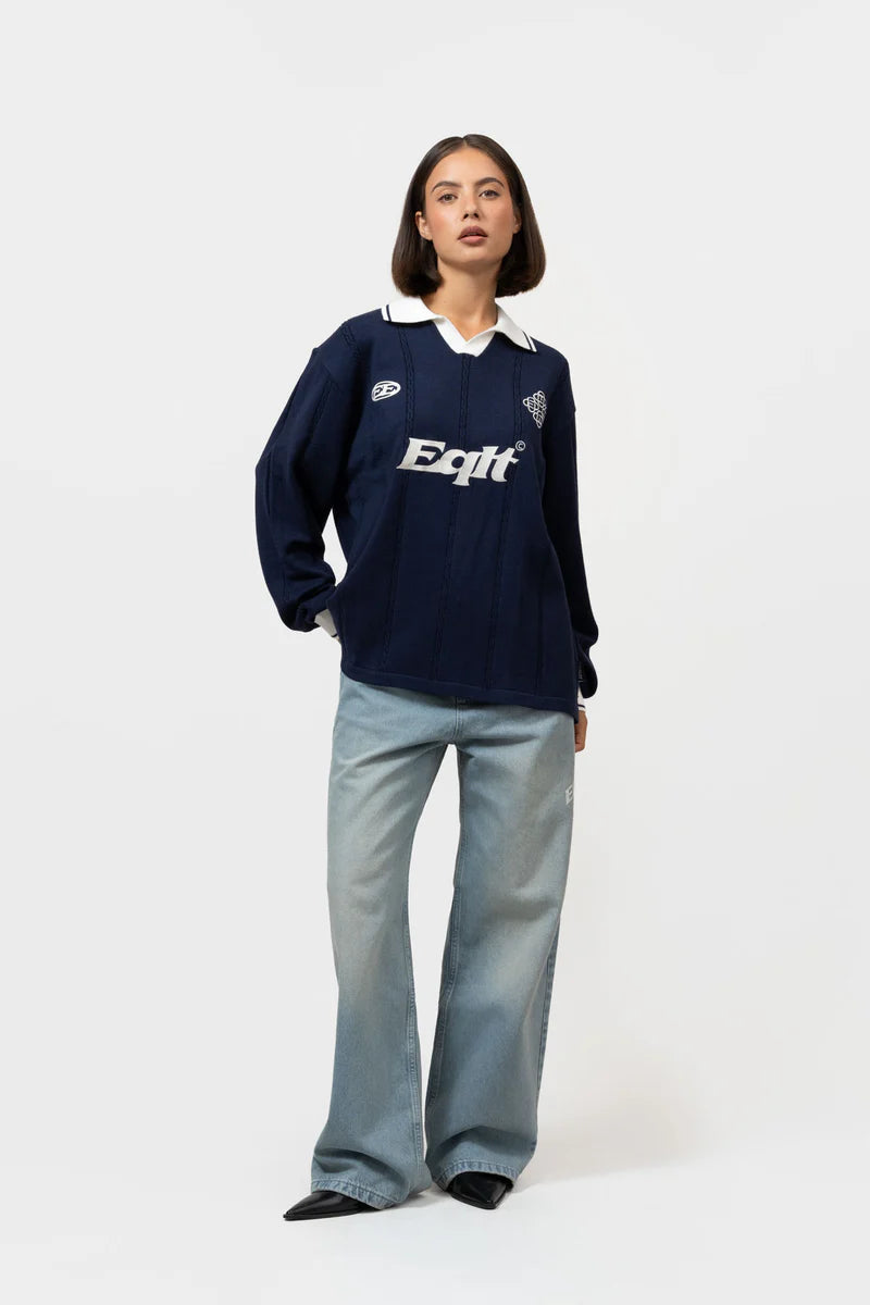 KNIT JERSEY LONGSLEEVE POLO NAVY