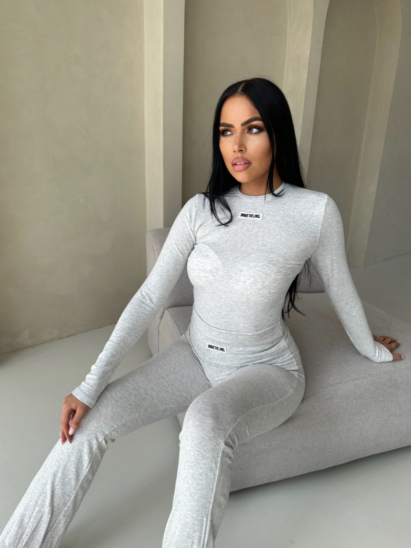 NOELLE LONGSLEEVE TOP - LIGHT GREY MARL
