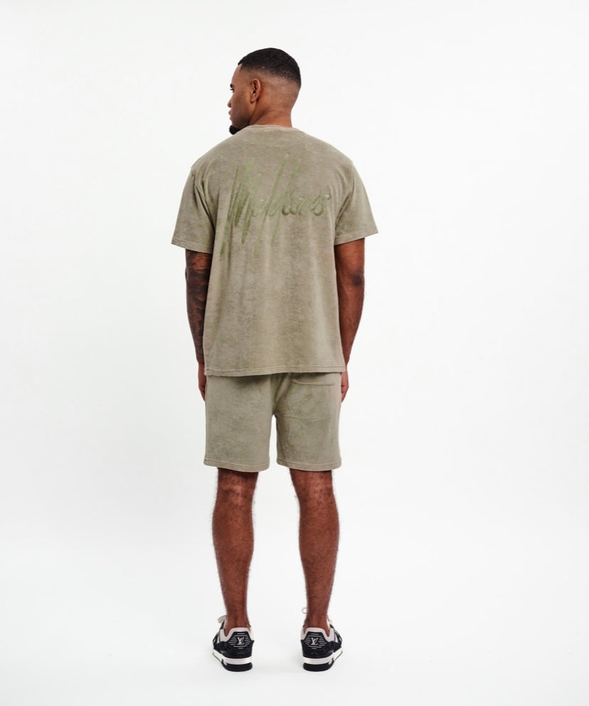 MALELIONS MEN SIGNATURE TOWELLING T-SHIRT - DRY SAGE