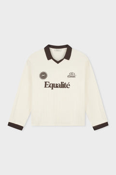 Equalite - ASH KNIT LONGSLEEVE POLO - OFF-WHITE & BROWN