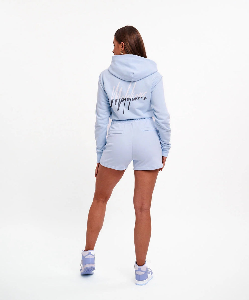 MALELIONS WOMEN KIKI CROP HOODIE - ICE BLUE/SMOKE GREY - Korte capuchontrui
