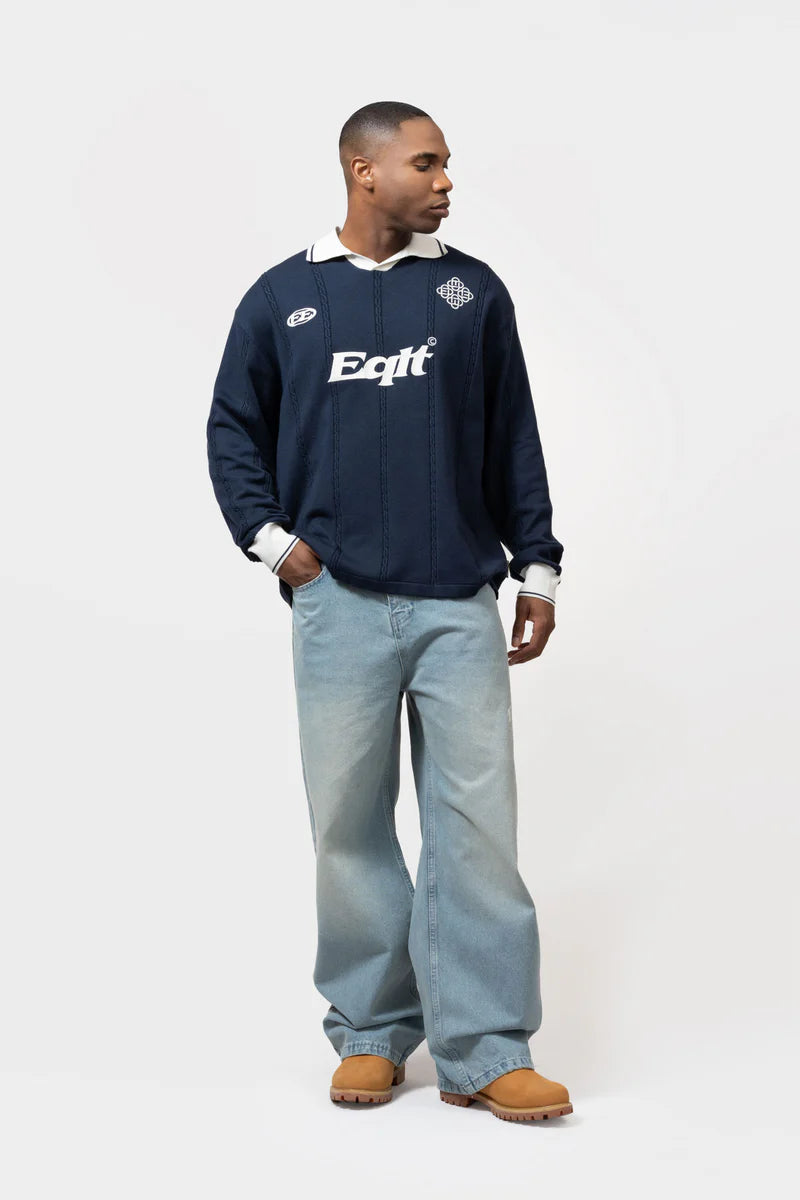 KNIT JERSEY LONGSLEEVE POLO NAVY