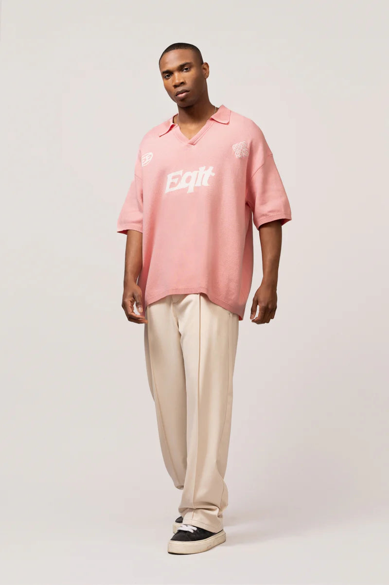 KNIT POLO PINK