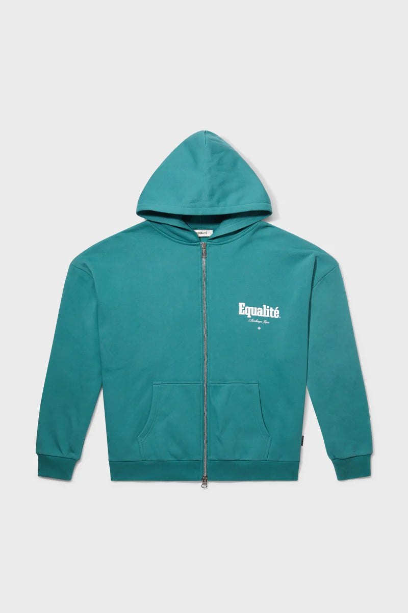 MIRAGE OVERSIZED FULL ZIP HOODIE PETROL GREEN