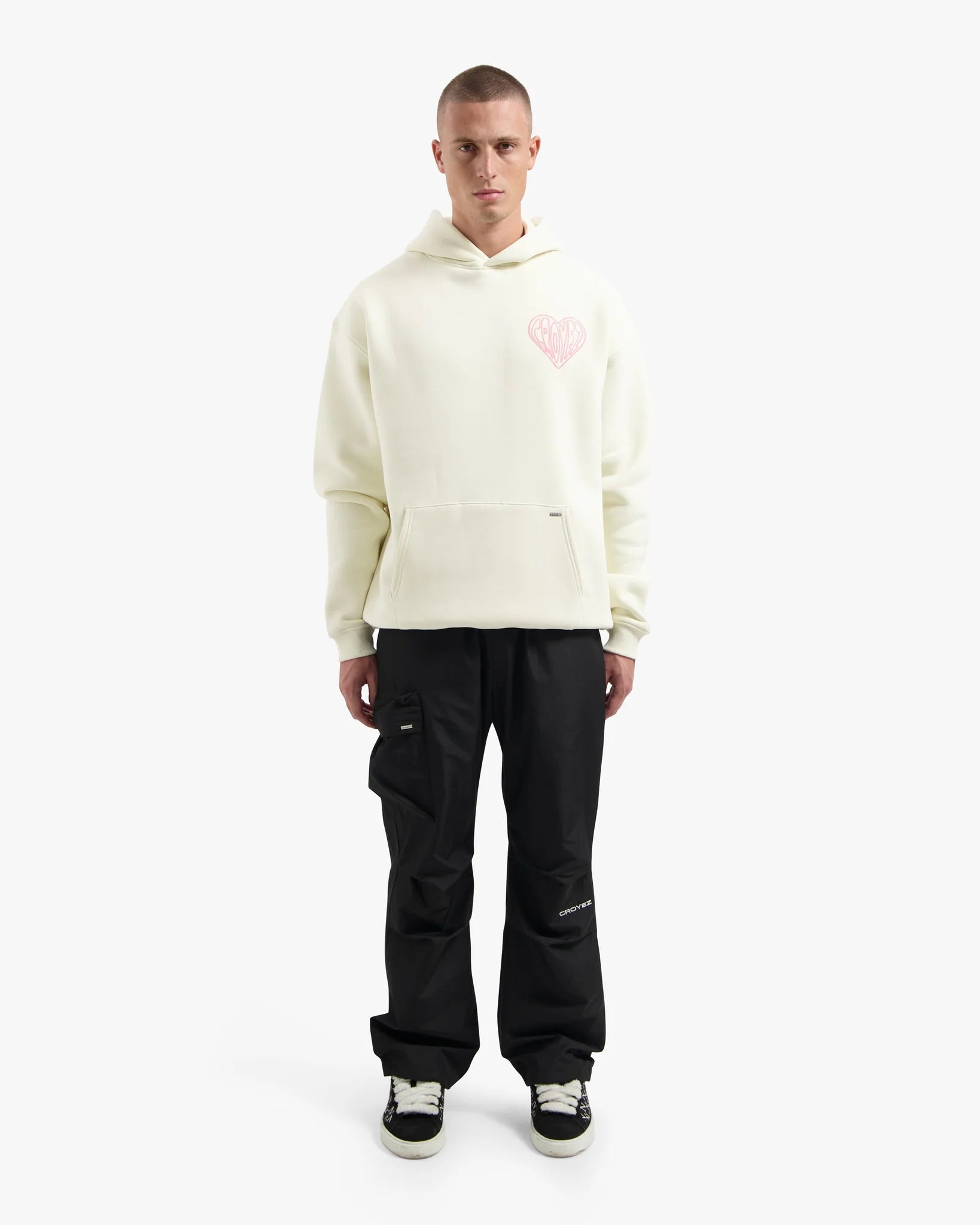 CROYEZ STITCHED HEART HOODIE | OFF-WHITE
