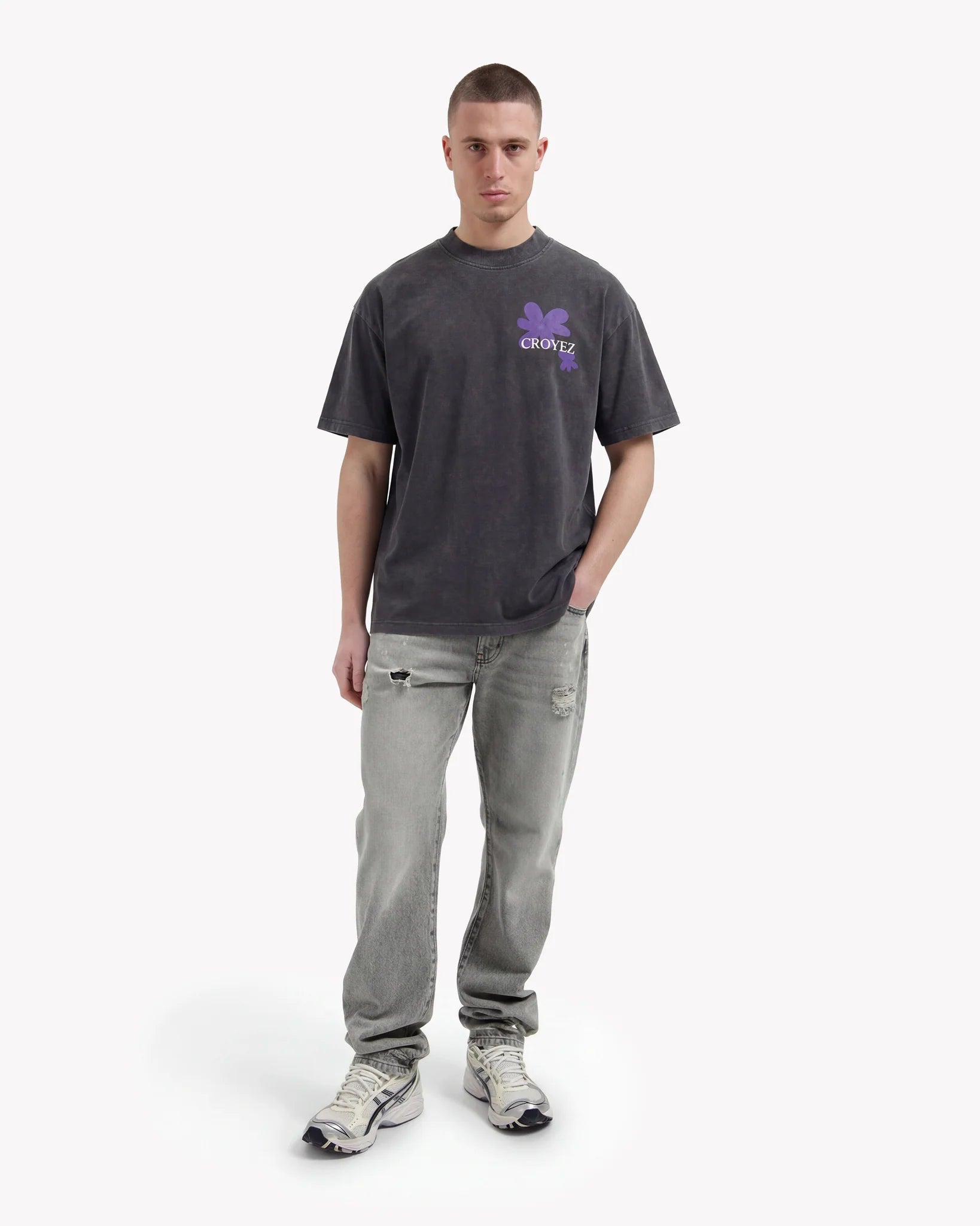 Croyez Botanique T-Shirt | Acid Wash/Dark Purple